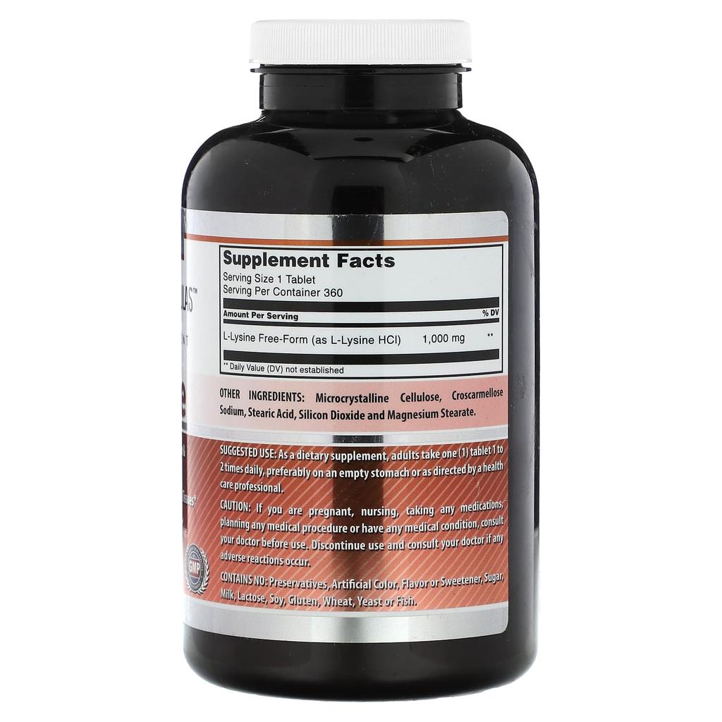 L-Lysine, 1,000Mg, 360 Tablets