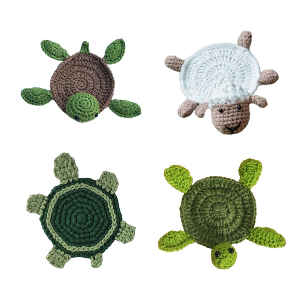 Heat Insulating Cup Mat Hand Knitted Coaster Delightful Turtle/Lamb Shape Cup Coaster Cup Pads Wool Material for Cup