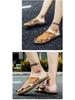 Plus Size Men's Breathable Leather Closed-Toe Sandals - Lightweight One-Strap Casual Beach Shoes