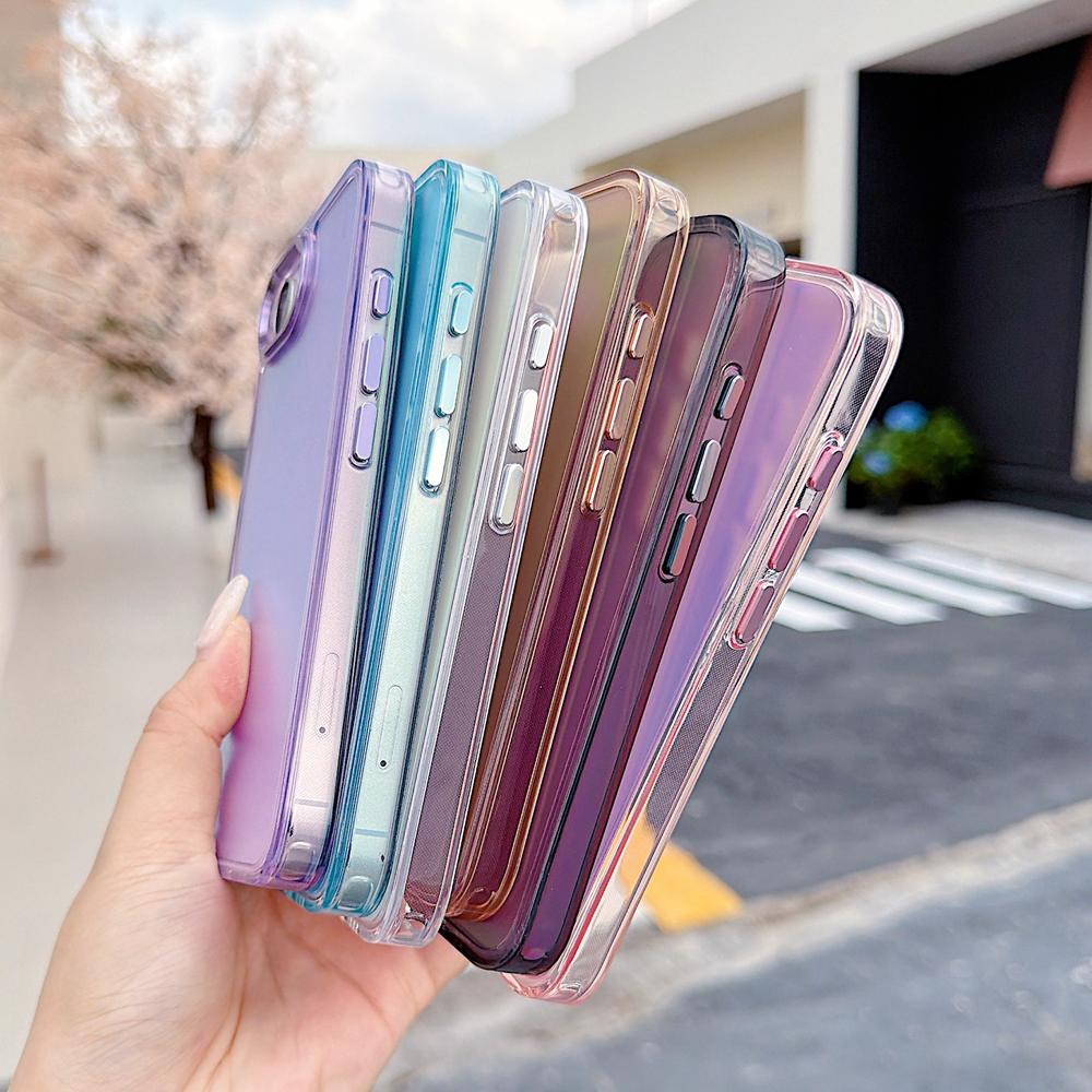 KEYSION Fashion Laser Gradient Colorful Phone Case for iPhone 17e 16e Soft TPU+PC Shockproof Back Cover for iPhone 16e 17e 2026