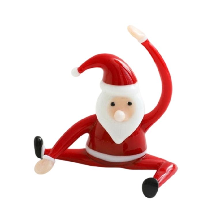 Christmas Decorative Figurine Santa Clauses Ornament Glass Yogas Santa Clauses Figurines for Holiday Car Home Decorations