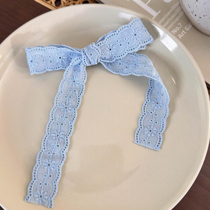Ballet Bow Lace Hair Clip French-Style Braid Ribbon Duckbill Clip for Double Ponytails, ' Hair Accessories