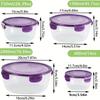 4Pcs Plastic Bowls with Lid Leakproof Food Storage Container Meal Prep Containers Bento Box, Microwave-Safe Round Lunch Boxes