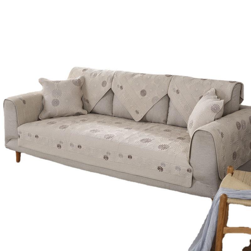 Fabric Double-Sided Quilting Embroidered Sofa Cushion  Direct Sales, Cotton Cloth Washed Sofa Towel Cover Universal In All Seasons