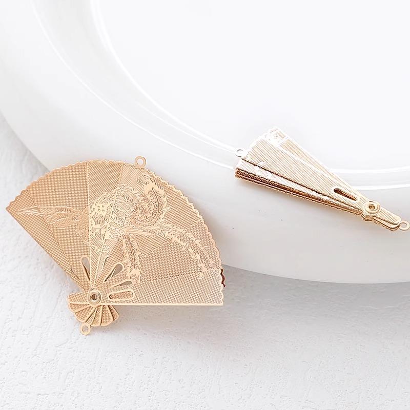 Mini faltbarer Ventilator Kupferblech Anhänger Klassischer aufklappbarer Phönix Ventilator Charms für DIY Ohrringe Anhänger Schmuckherstellung Zubehör