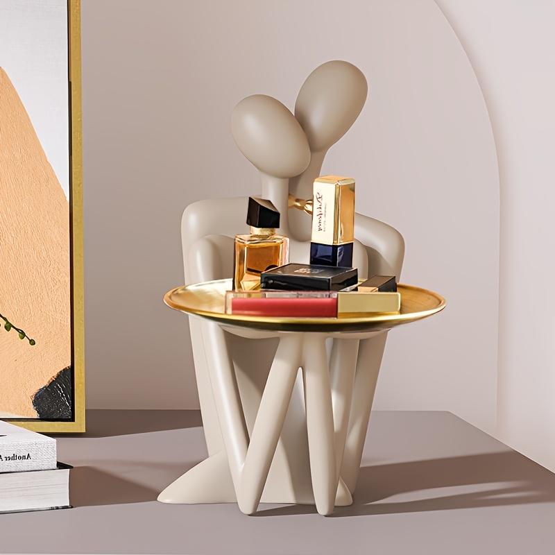 Figurine Moderne Abstracte Cuplu Tava pentru Chei, Suport Bijuterii din Rășină, Decor pentru Casă, Perfect pentru Holul de Intrare, Cadou de Nuntă și Sărbători, Intrare