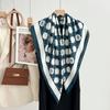 Autumn And Winter White Flower Print Fresh And Elegant 90 Square Scarf Herringbone Shawl Soft Skin-Friendly Warm Scarf