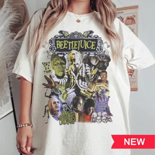 NEW Universal Studios x Halloween Horror Nights x Beetlejuice Shirt Unisex T-Shirt L