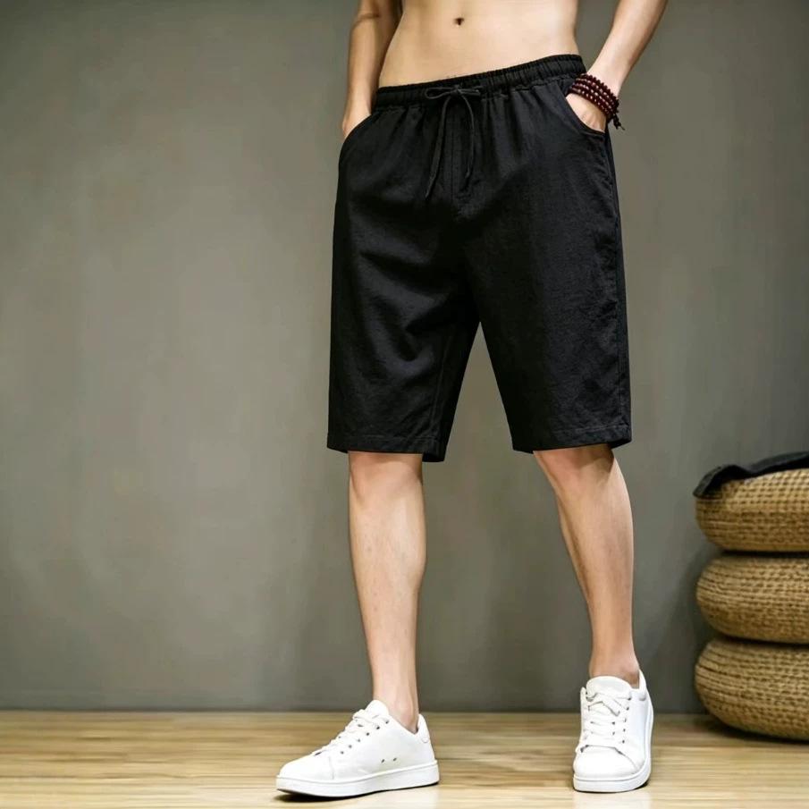 Linen Casual Shorts New Men's Summer Loose Outer Wear Five-point Pants Thin Cotton and Linen Five-point Pants