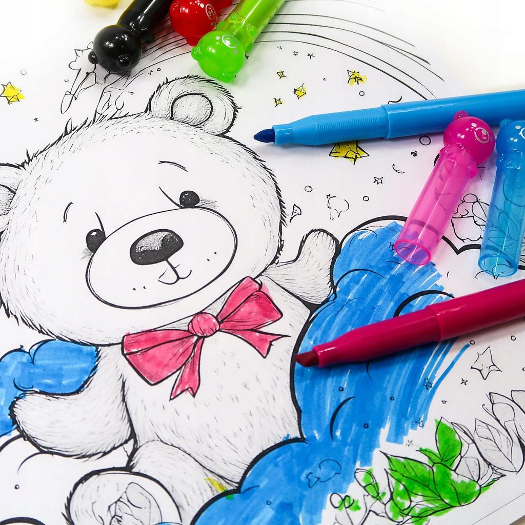 FLAMASTRY MISIE 6 KOLORÓW KIDEA 4345