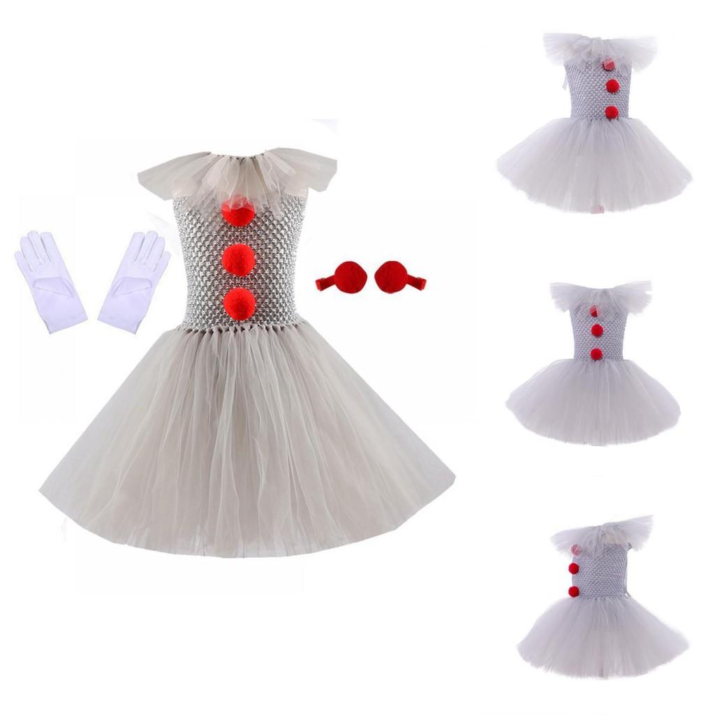 Soft And Fluffy Clown Girls Dress Set For Masquerade Parties