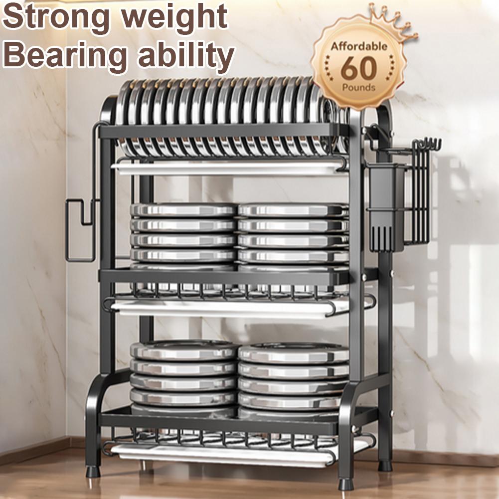 2/3-poziomowy stojak do suszenia naczyń Kompaktowy stojak kuchenny na naczynia Zestaw z tacką ociekową Duży odporny na rdzę ociekacz do naczyń z uchwytem na sztućce Stojak kuchenny