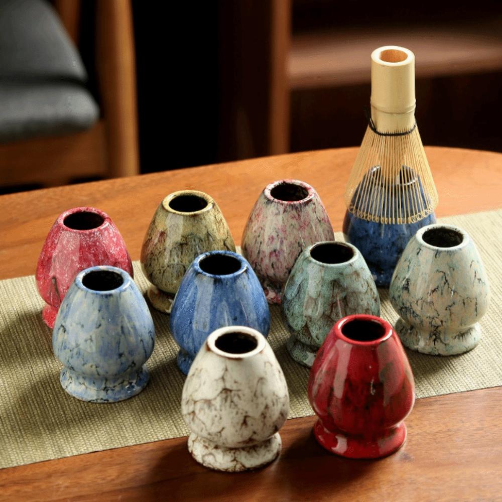 6 Piece/Set Ceramic Matcha Whisk Kit Colored Glaze Technique Matcha Bowl Tea Ceremony