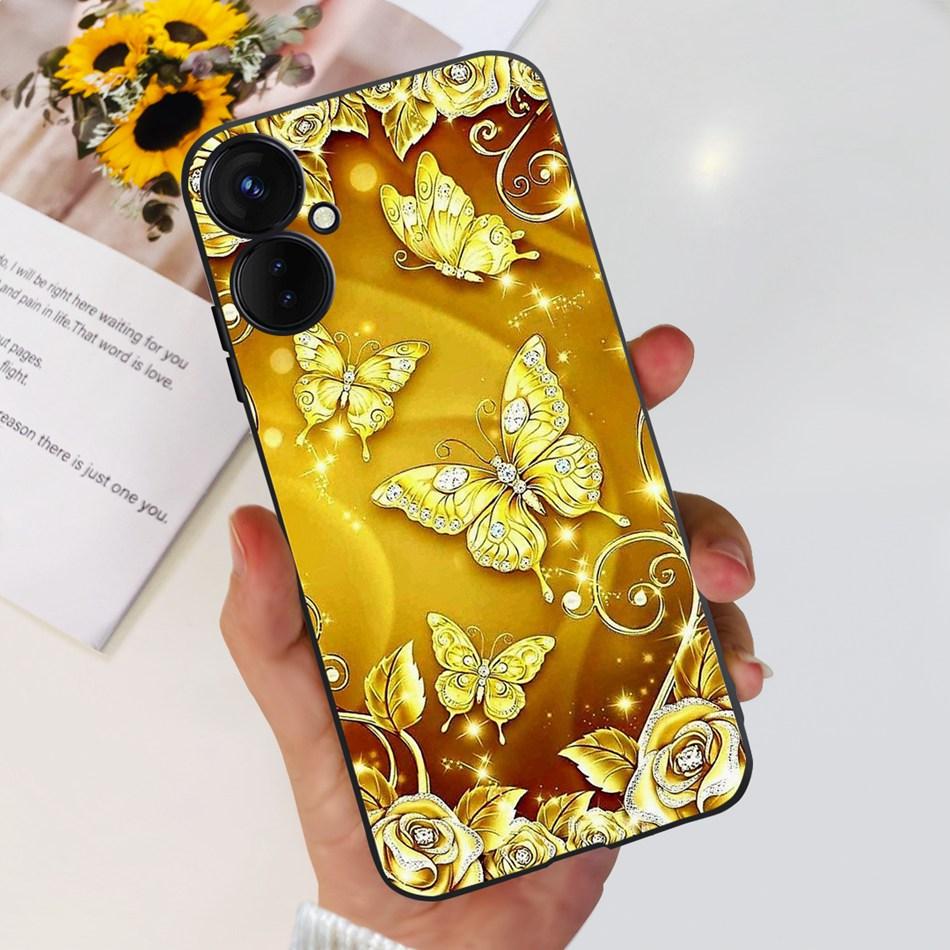 For Tecno Spark 9 Pro KH7 KH7n Cute Cartoon Phone Case For Tecno Spark 9Pro Black Silicone Soft TPU Cases