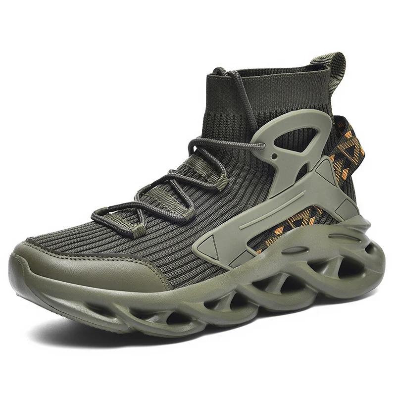 2025 New Flying Mesh Surface Breathable Casual Sports Shoes High Top Large Size Men's Short Boots Spring and Autumn Men's Shoes