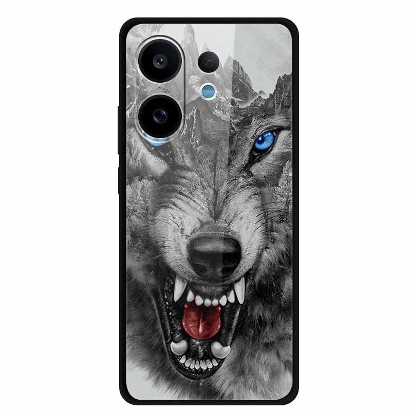 For Vivo V60 5G Glass Case Fashion Cool Animal Tempered Glass Back Cover Case For Vivo V 60 2025 Phone Cases 6.77" Fundas Coques