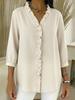2026 Spring/Summer Women's Casual Faux Denim V-neck Ruffle Shirt Top
