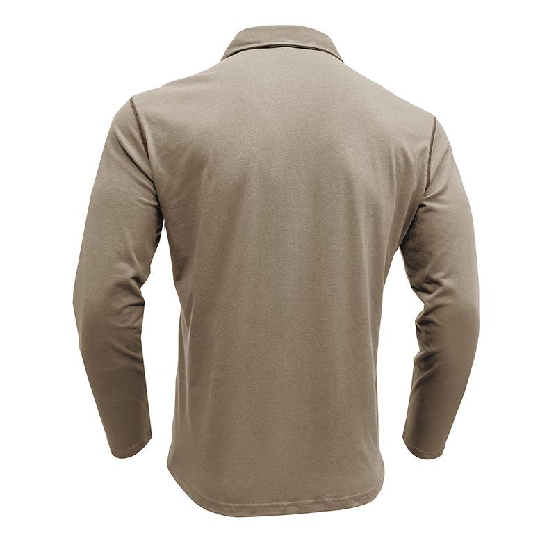 Autumn and Winter Men's Casual Long-sleeved Polo Men's Lapel T-shirt Colour Blocking Tops