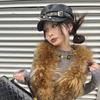 PU Leather Rivet Punk Cap Dark Retro Painter Hat Harajuku Gothic Spike Cap  Headdress