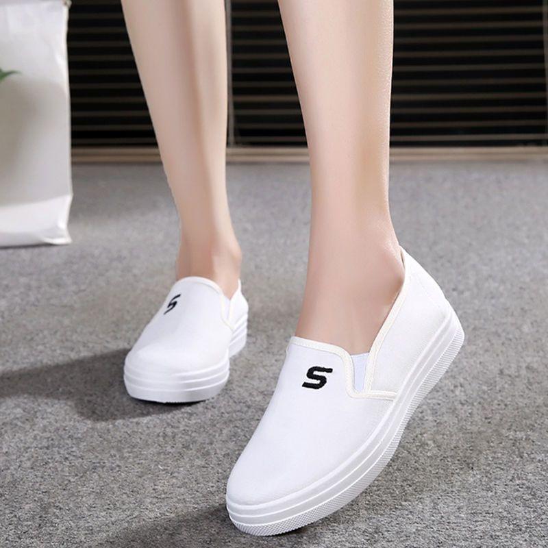Fashion Black Loafers Slip On Ladies Shoes Flat Canvas 2024 Women Footwear New Trend Unique Promotion Cotton Korean With In Summer Sale