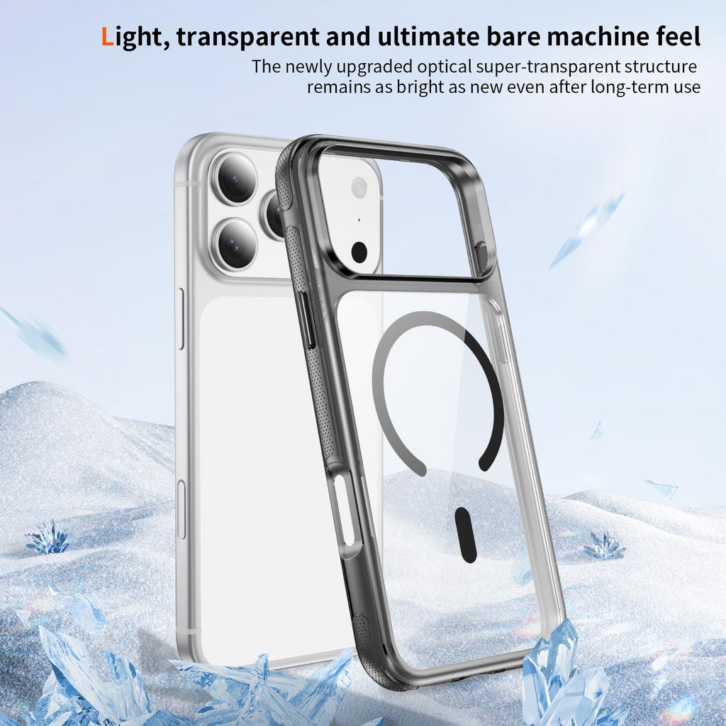Crystal Clear Magnetic Phone Case With Anti Slip Texture Raised Camera Protection Compatible With iPhone 12 To 17 Pro Max Wireless Charging Support