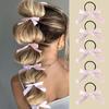 5Pcs Women Double Ponytail Hair Accessory Style Fashionable and Cute Black Bow Hair Tie Ballet Style Retro Ribbon Headband
