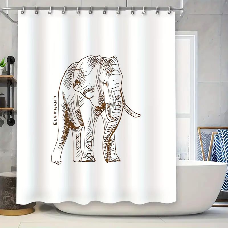 unframed Elephant Shower Curtain Woodland Animal Bathroom Decor Nature Forest Wildlife Washable Liner Modern Farmhouse Home Deco