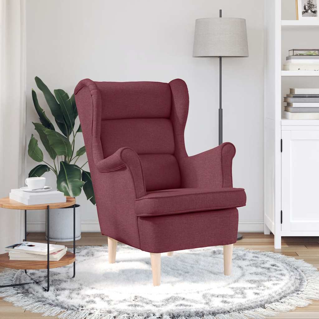 Armchair, Wine Red, 74X84X100 Cm, Upholstered In Fabric
