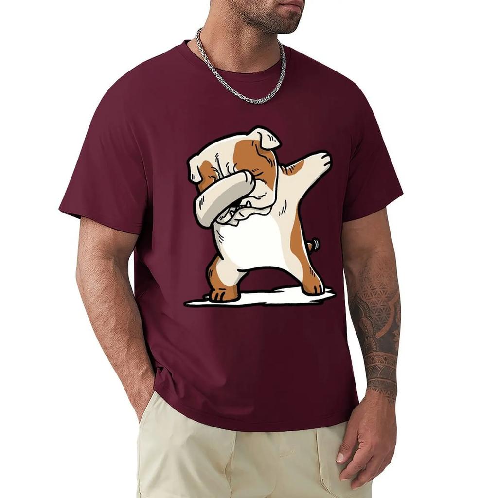 English Bulldog Cute Dabbing T Shirts Cartoon Graphic TShirts Cool Short Sleeve Clothing Streetwear T-Shirts Tee Tops