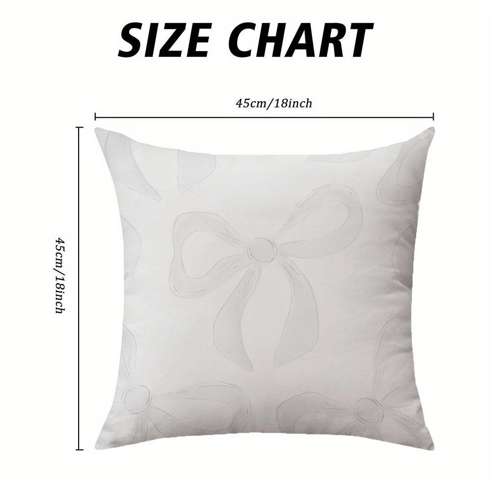 White Bow square Jacquard Pillow Cover for Sofa Office Waist Cushion Cover Home Decorative Pillowcase