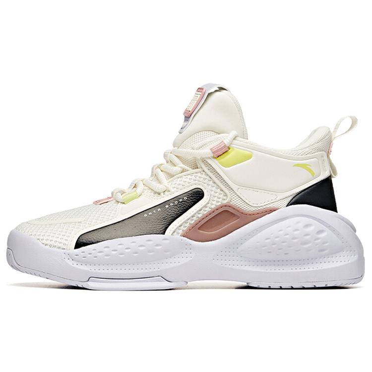 Anta Bastard Slip Resistant Abrasion Resistant Mid top Skateboard Shoes Women's Ecru 122048080-2
