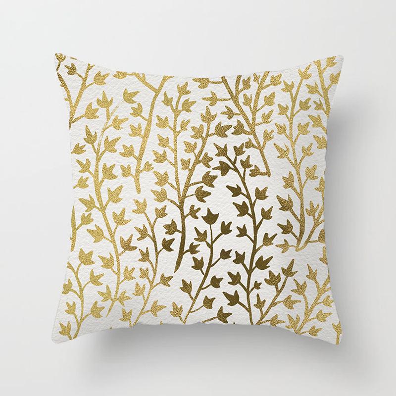 European Style Golden Geometric Print Car Pillow Cover Sofa Cushion Cover Home Furnishings