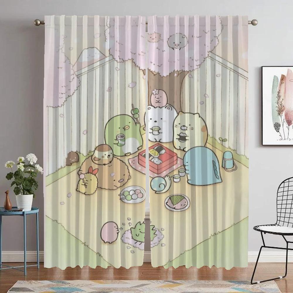 Anti-mosquito Curtains for Living Room Sumikko Gurashi Partition Home Interior Curtains 2 Pieces Blackout Curtain Shades Kitchen