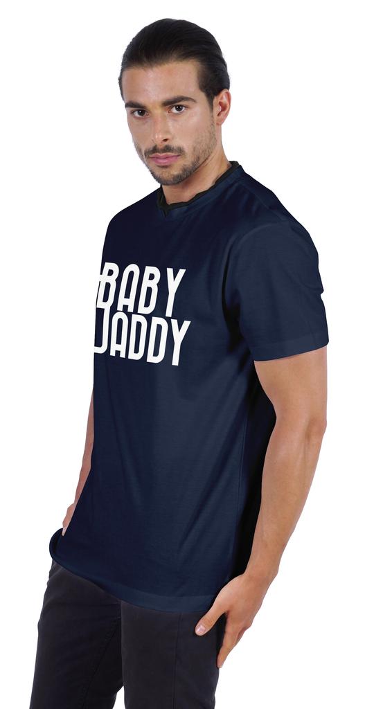 Inkmeso Men  s Graphic Quote   Baby Daddy   Tshirt For Dads Round Neck with V Cut