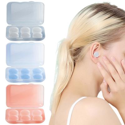 6Pcs Silicone Earplugs Noise Reduction Washable Waterproof Soft Reusable Hearing Protection Concerts Work Study Sleeping Silent Earplugs