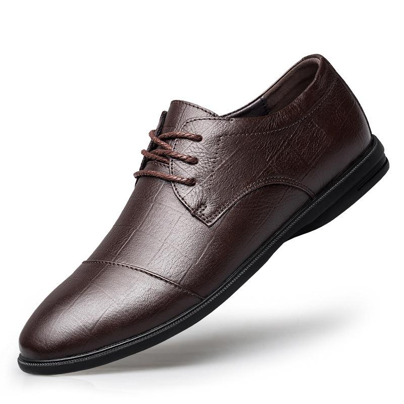 

Туфли мужские повседневные из первого слоя коровьей кожи с круглым носком, дышащие, на плоской подошве, деловые повседневные 47 коричневый