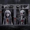 Holiday Window Display 2Pcs Halloween Horror Clings, 80x120cm Spooky Ghost Skeleton Haunted House Decorations Decal Stickers for Glass, Party Sign in
