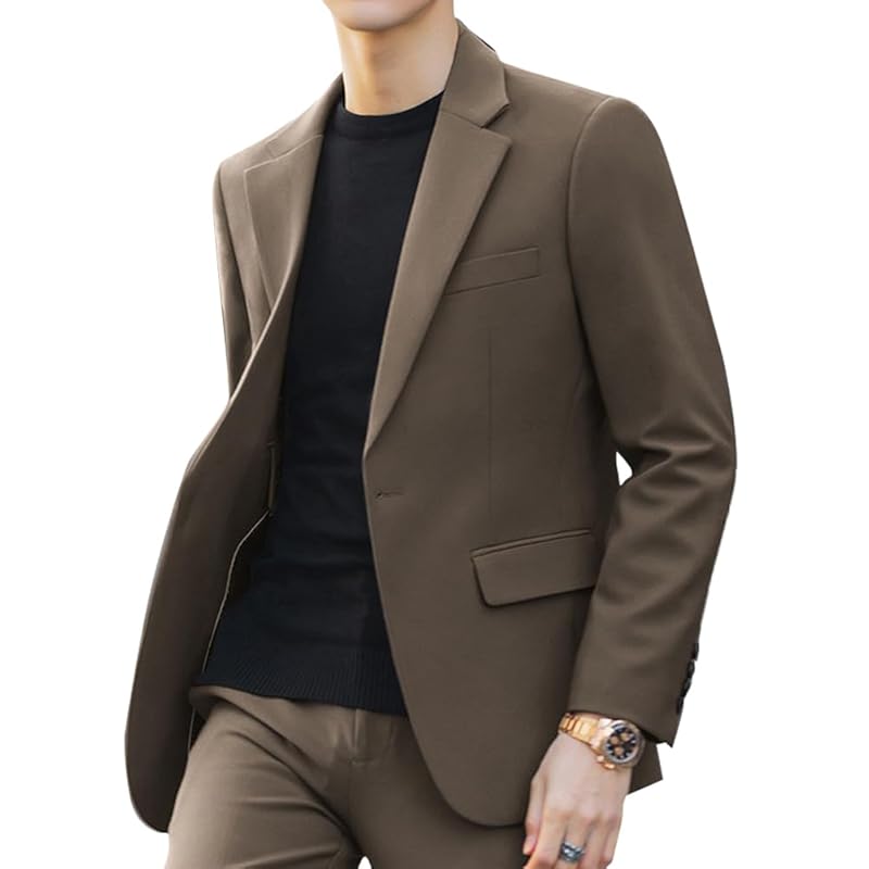 

[NOLCCTN] suit men s pant suit slim top and bottom 2 piece set set up slacks tailored jacket formal business long sleeve long pants Plain color simple