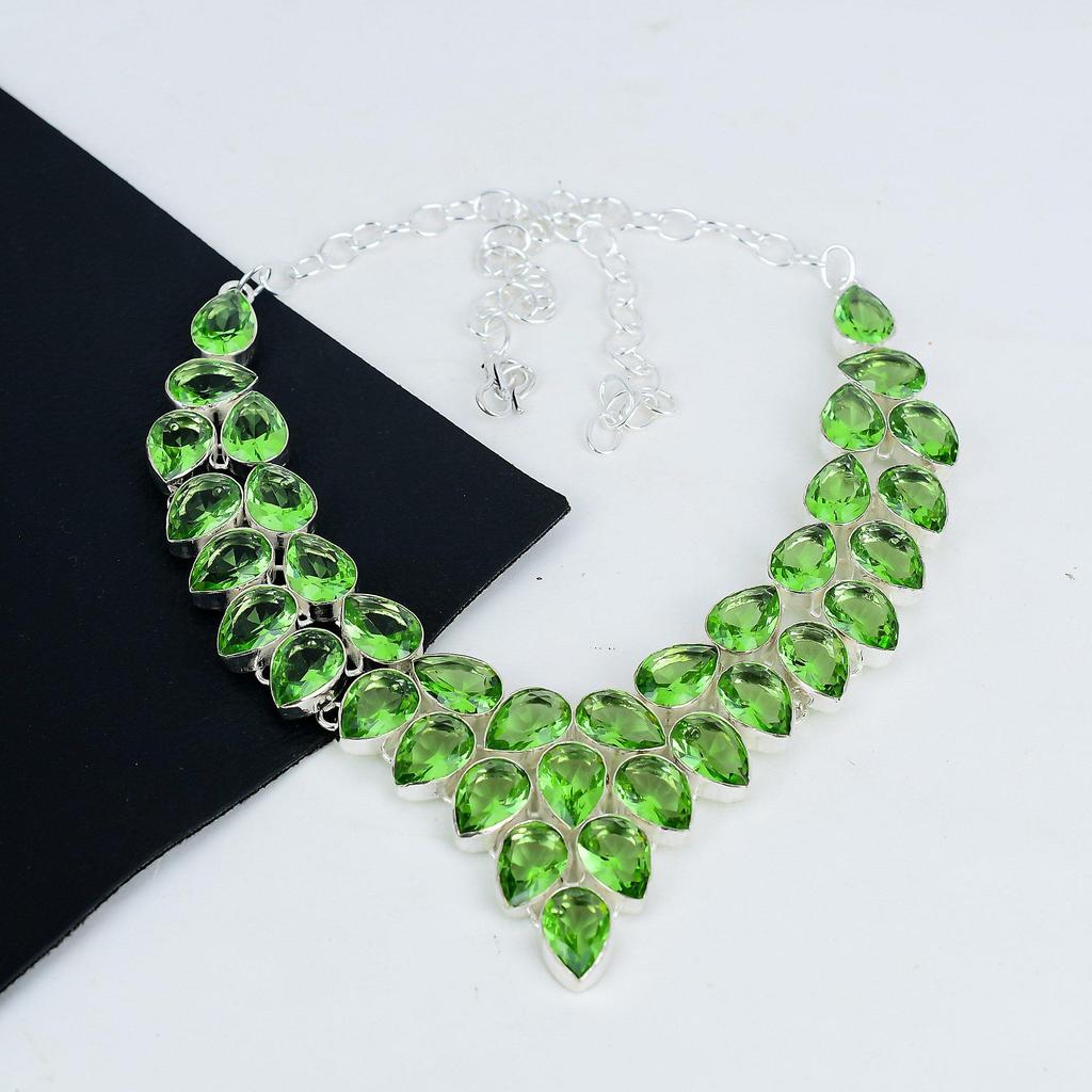 Amazing Chrysolite Gemstone Handmade 925 Sterling Silver Necklace, Chrysolite Silver Necklace For Wife, Unisex Necklace, Engagement Gift