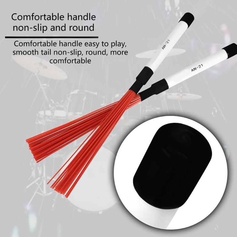 2Pcs Drum Brush Percussion Brushes Snare Brush Jazzes Drum Brushes Professional Nylon Wire Brush with Comfortable Handle