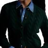 Polo Ralph Lauren FW24 Embroidered Logo Pattern Wool Cashmere Blend Cable Knit Ribbed Crew Neck Button Front Long Sleeve Sweater WMPOSWENDW20302-300