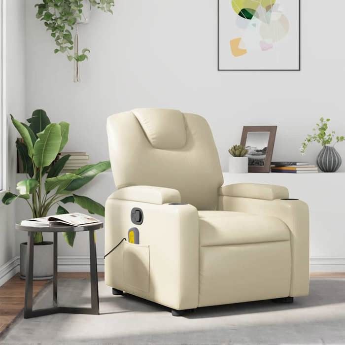 VidaXL Reclining Massage Armchair, Relaxation Chair with Cup Holders, Seat with Backrest and Armrests Living Room, 372397