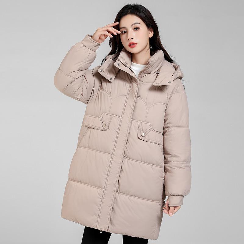 Down cotton-padded clothes women's medium and long winter new loose thickened cotton-padded clothes casual women's cotton-padded jacket
