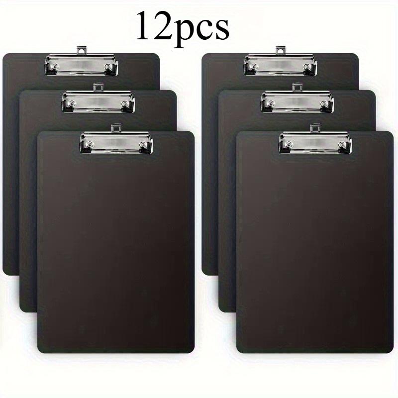 12pcs A4 Plywood Folder - Black Writing Board, Metal Clip, Suitable for Notes, Documents, And Drawings, Black