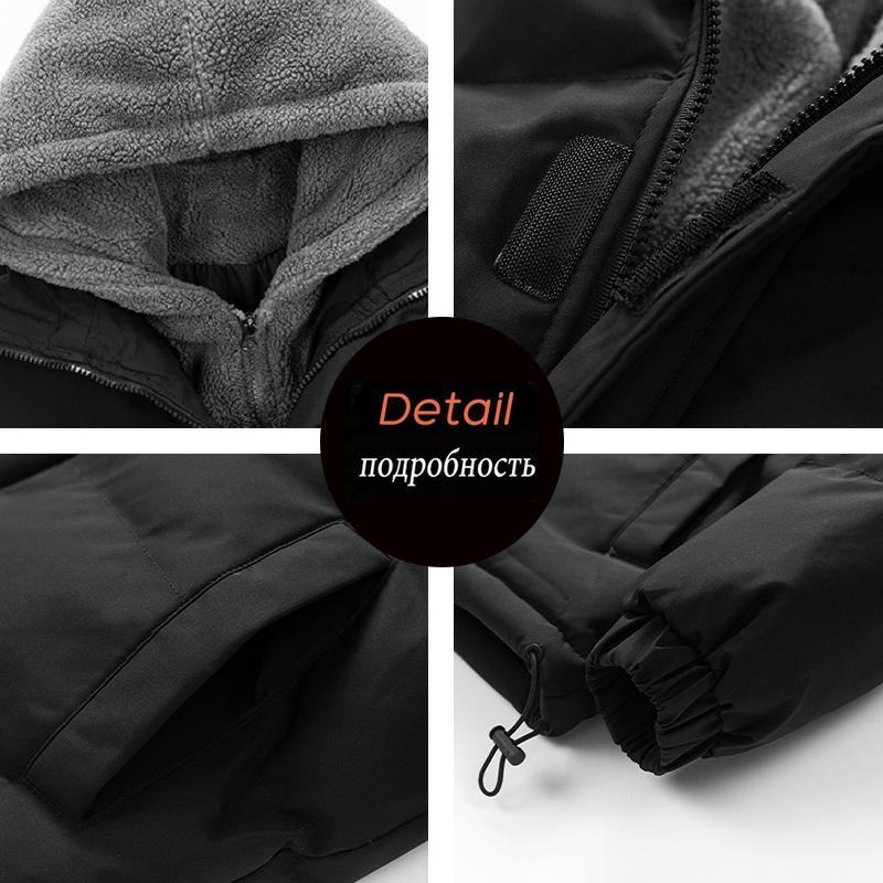 Winter Men Thick Casual Hooded Parka Jacket Man Fleece Outdoor Parka Overcoat Male Sport Outwear Parka