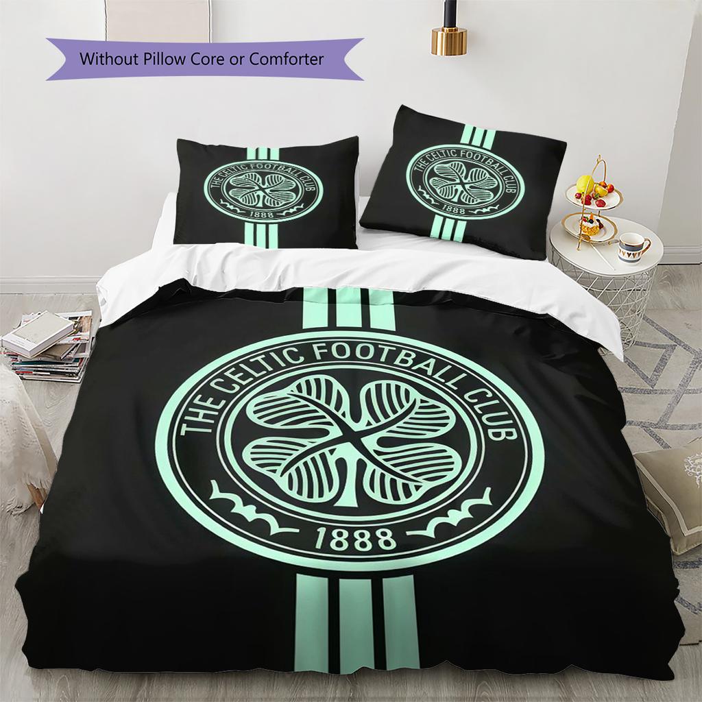 Celtic Football Club Bedding Quilt Set Quilt Cover Pillowcase Home Decoration Birthday Gift (1 * Duvet Cover + 2 * Pillowcase, Without Core)