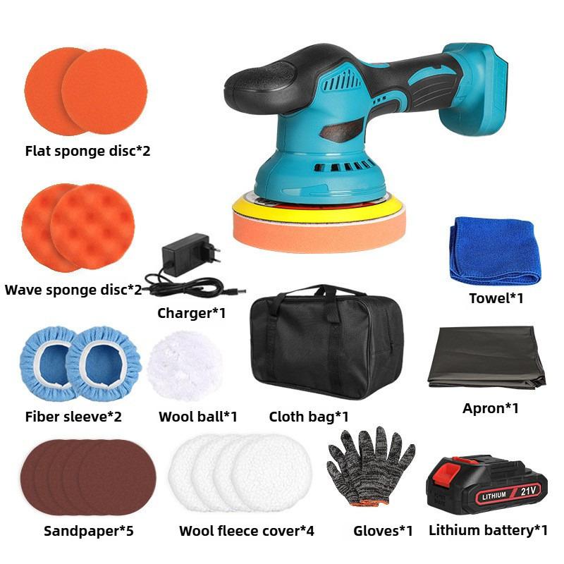 21V Přenosná elektrická leštička Domácí voskovací brusný nástroj Ruční integrovaná automobilová leštička
