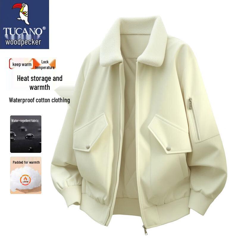 

TUCANO Men s Winter Lamb Wool Lined Lapel Jacket L