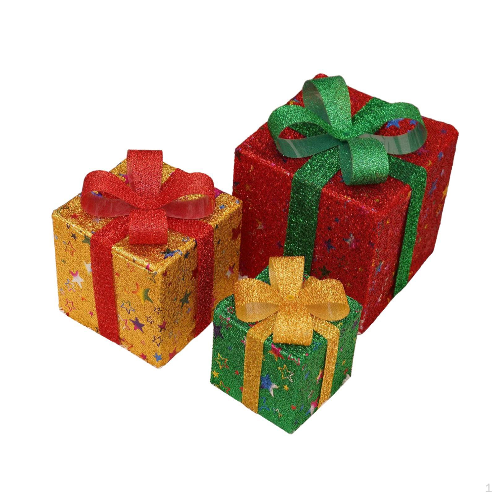 

3 светящиеся подарочные коробки на Рождество, украшение на юбку, коробка для новинок, рождественские украшения Star