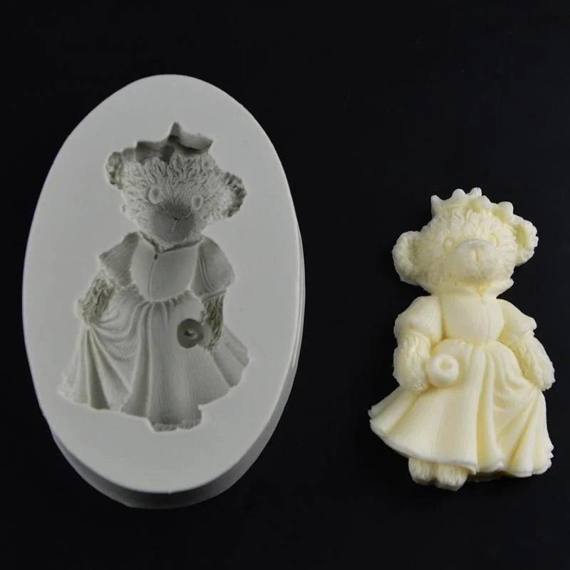 Cute Bear Boy Girl Silicone Soap Mold Fondant Cake Decorating Tools Sugarcraft Cake Chocolate Mold Gum Paste Cake Moulds